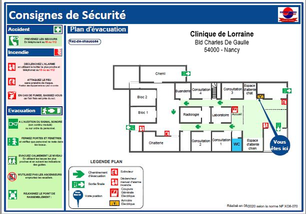 Plan d'évacuation / intervention A3 - Cadre Alu